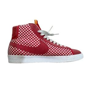 Nike Blazer Mid Woven Hyper Red/ Neutral Gray Checkered Men's Shoes Size 13 EUC